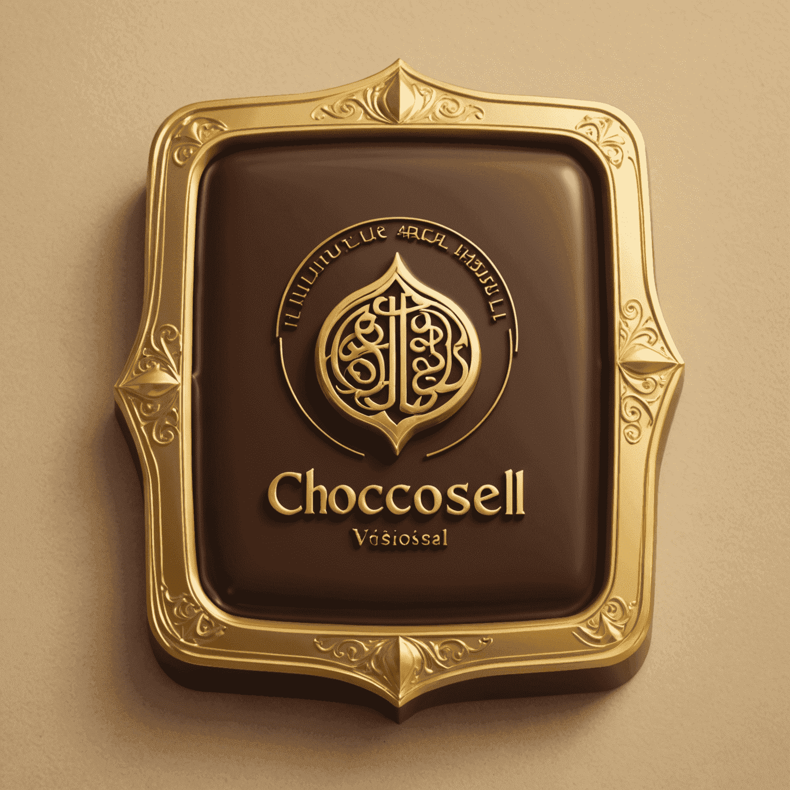 شعار شوكوفيسل - صورة لقطعة شوكولاتة ذهبية مع نص عربي